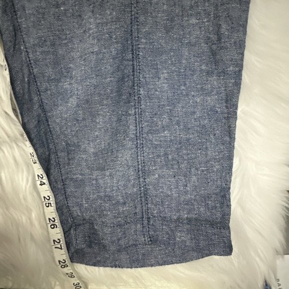 Old Navy womens NWT high rise crop pants 55% linen 3X elastic waist blue - Picture 8 of 13